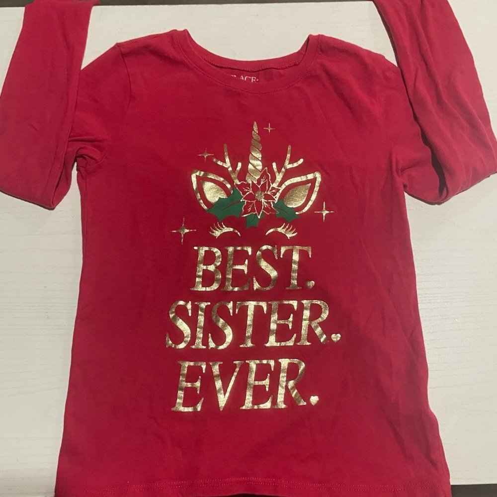 best sister christmas red shirt size 7/8